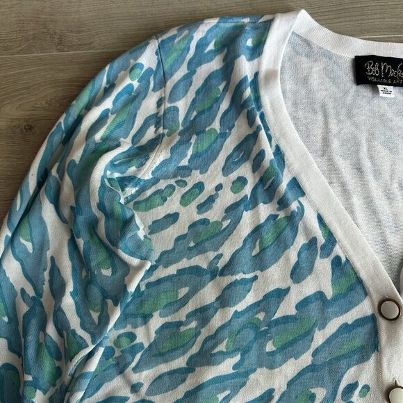 Bob Mackie Cardigan Wearable Art Blue Artsy Wearable Art Boho Resortwear Sz XL - Picture 6 of 10